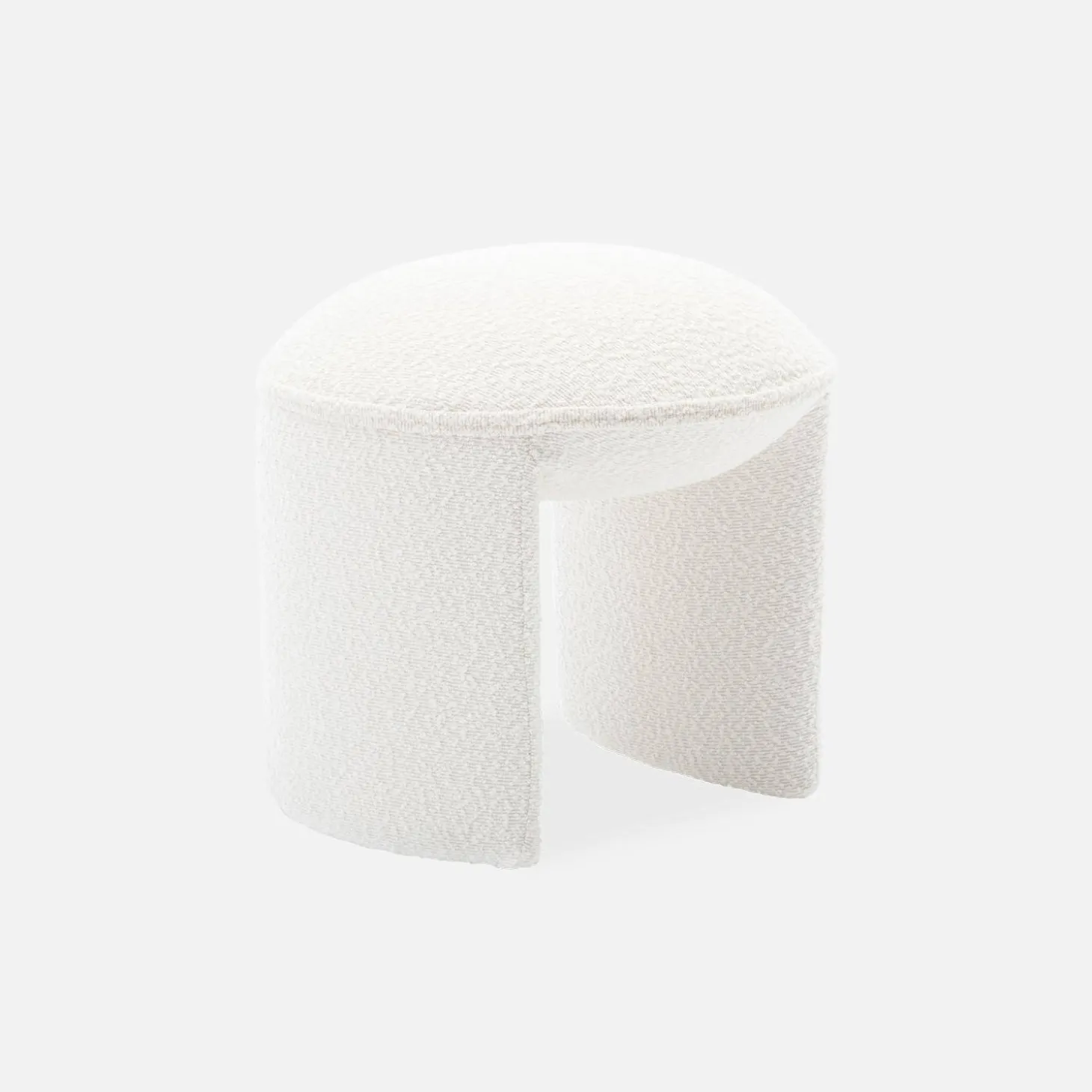 Hocker mit Bezug aus strukturiertem Bouclé