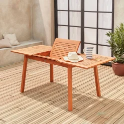 Holz-Gartentisch mit Verlängerung 120-180cm