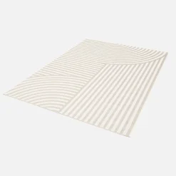 Indoor / Outdoor Teppich mit Bogenmuster beige, 100% recyceltes Polyester