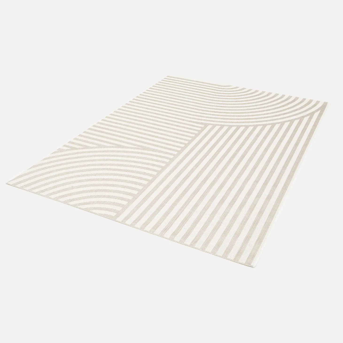 Indoor / Outdoor Teppich mit Bogenmuster beige, 100% recyceltes Polyester