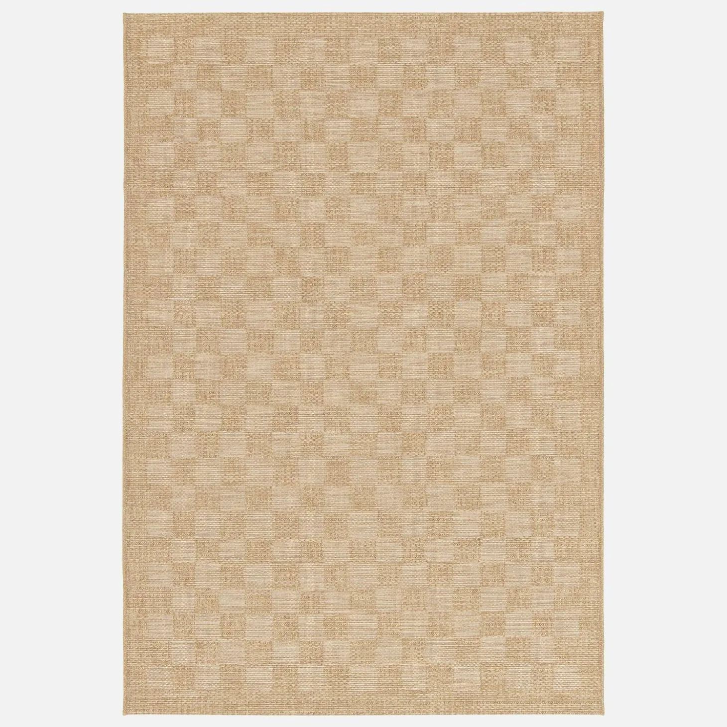 Indoor / Outdoor Teppich mit Jute-Optik in Naturfarbe mit Schachbrettmuster