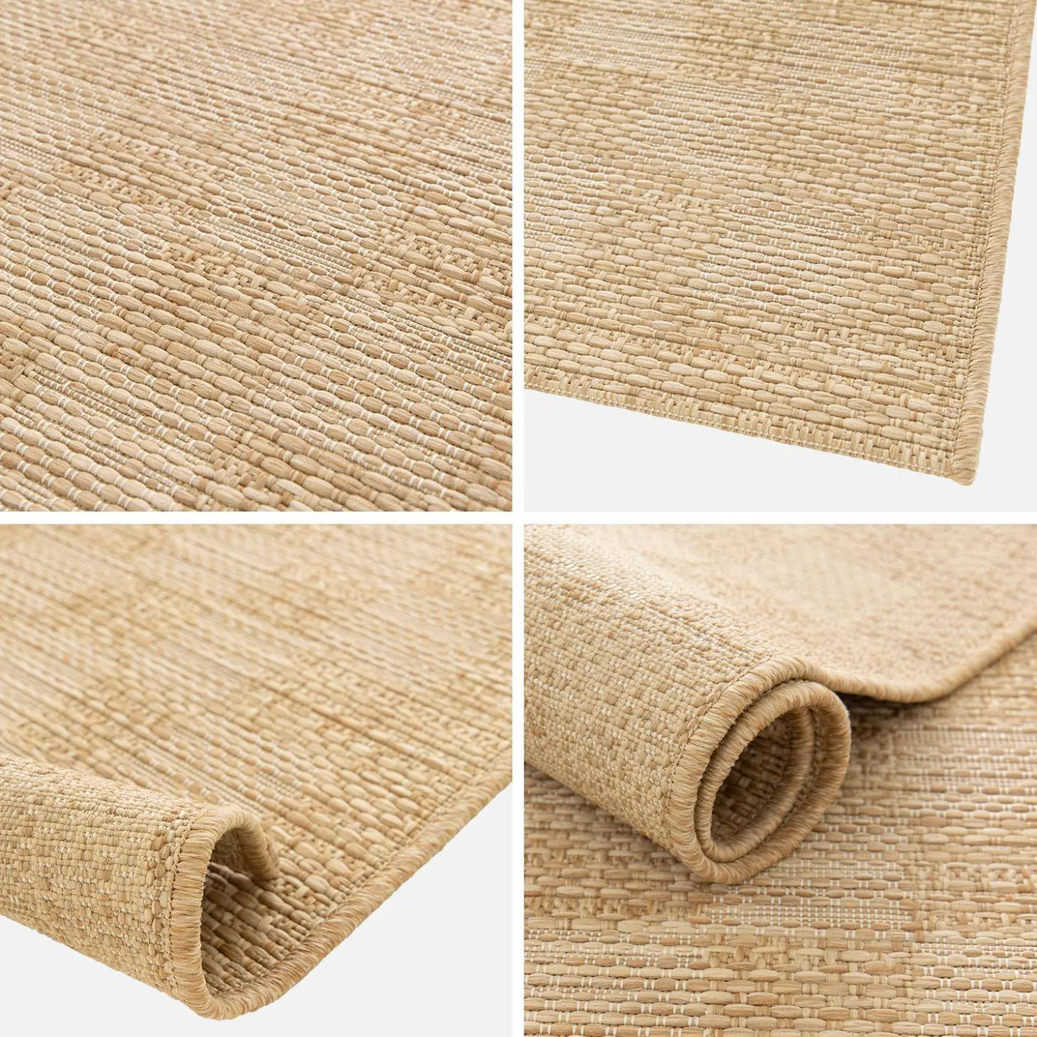 Indoor / Outdoor Teppich mit Jute-Optik in Naturfarbe mit Schachbrettmuster