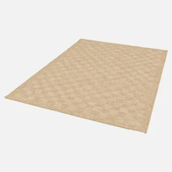 Indoor / Outdoor Teppich mit Jute-Optik in Naturfarbe mit Schachbrettmuster