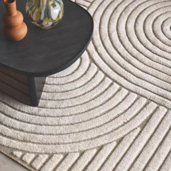 Indoor Teppich Ethno-Muster Bögen, beige und cremefarben