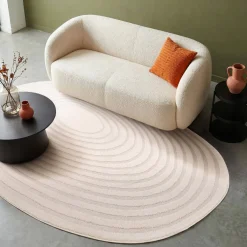 Indoor-Teppich mit Kieselsteinform Reliefmuster cremefarben