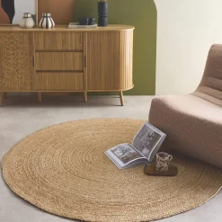 Indoor Teppich rund aus Jute, naturfarben