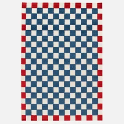 In- und Outdoor-Teppich, blau und rot kariert