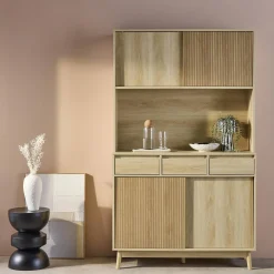 Küchenschrank mit Holzoptik, 4 Türen und 3 Schubladen B 110 cm