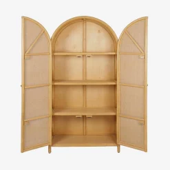 Kinderkleiderschrank Bohème aus natürlichem Rattan und Rattan-Geflecht