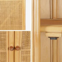 Kinderkleiderschrank Bohème aus natürlichem Rattan und Rattan-Geflecht