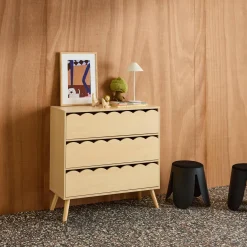 Kinderkommode Holzlook 3 Schubladen Kiefernholzfüße