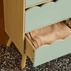 Kinderkommode Holzlook 3 Schubladen Kiefernholzfüße