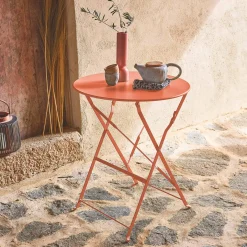 Klappbarer Bistro-Gartentisch aus Stahl Ø 60 cm, 2 Personen