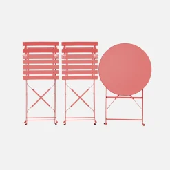 Klappbarer Bistro-Gartentisch aus Stahl + 2 Stühlen