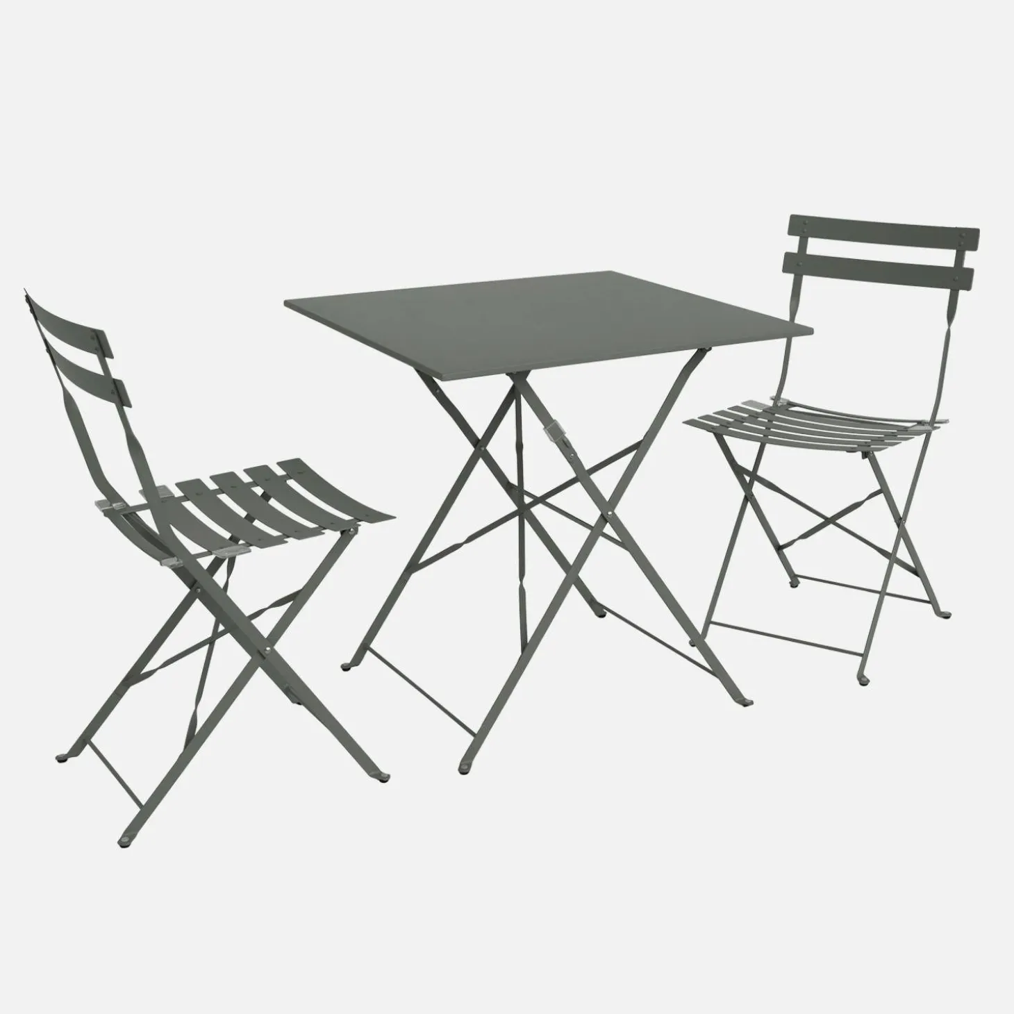 Klappbarer Bistro-Gartentisch aus Stahl 70 x 70 cm, mit 2 Stühlen