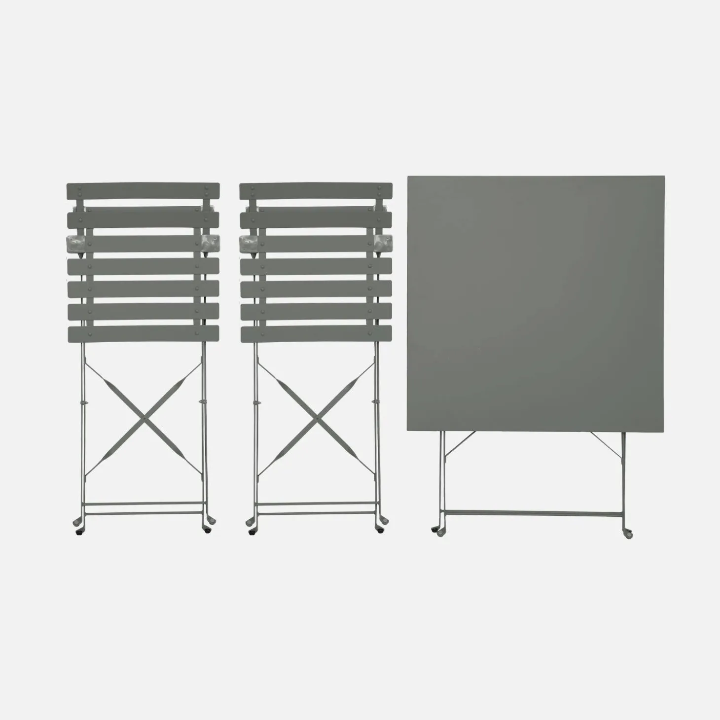 Klappbarer Bistro-Gartentisch aus Stahl 70 x 70 cm, mit 2 Stühlen