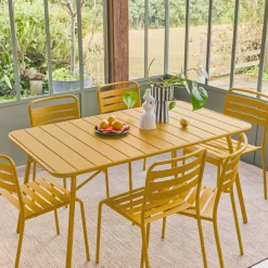 Klappbarer Gartentisch aus Stahl mit 6 Stühlen