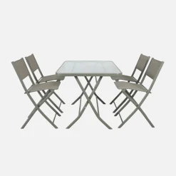 Klappbarer Gartentisch aus Stahl + 4 Stühle