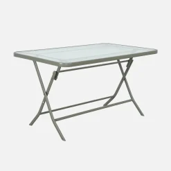 Klappbarer Gartentisch aus Stahl + 4 Stühle
