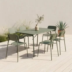 Klappbarer Gartentisch aus Stahl + 6 Stühle