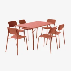 Klappbarer Gartentisch aus Stahl + 6 Stühle