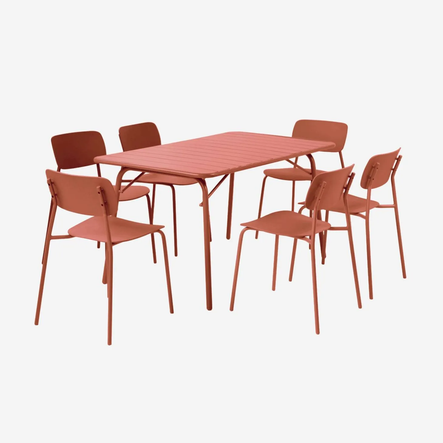 Klappbarer Gartentisch aus Stahl + 6 Stühle