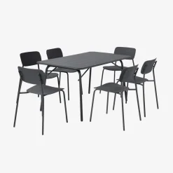 Klappbarer Gartentisch aus Stahl + 6 Stühle