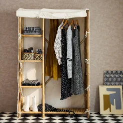 Kleiderschrank aus Bambus, 3 Regale