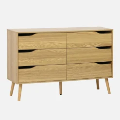 Kommode mit Holzdekor, 6 Schubladen