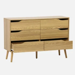 Kommode mit Holzdekor, 6 Schubladen