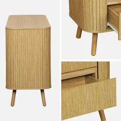 Kommode mit 6 Schubladen, geriffelter Holzlook