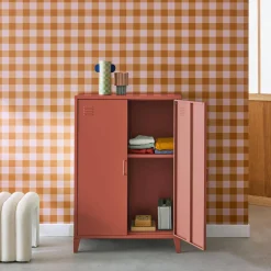 Kommode/Schrank im industriellen Stil aus Metall mit 2 Türen