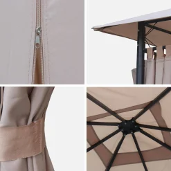 Komplett-Set Dachtuch und Vorhänge für Pergola 3x3m