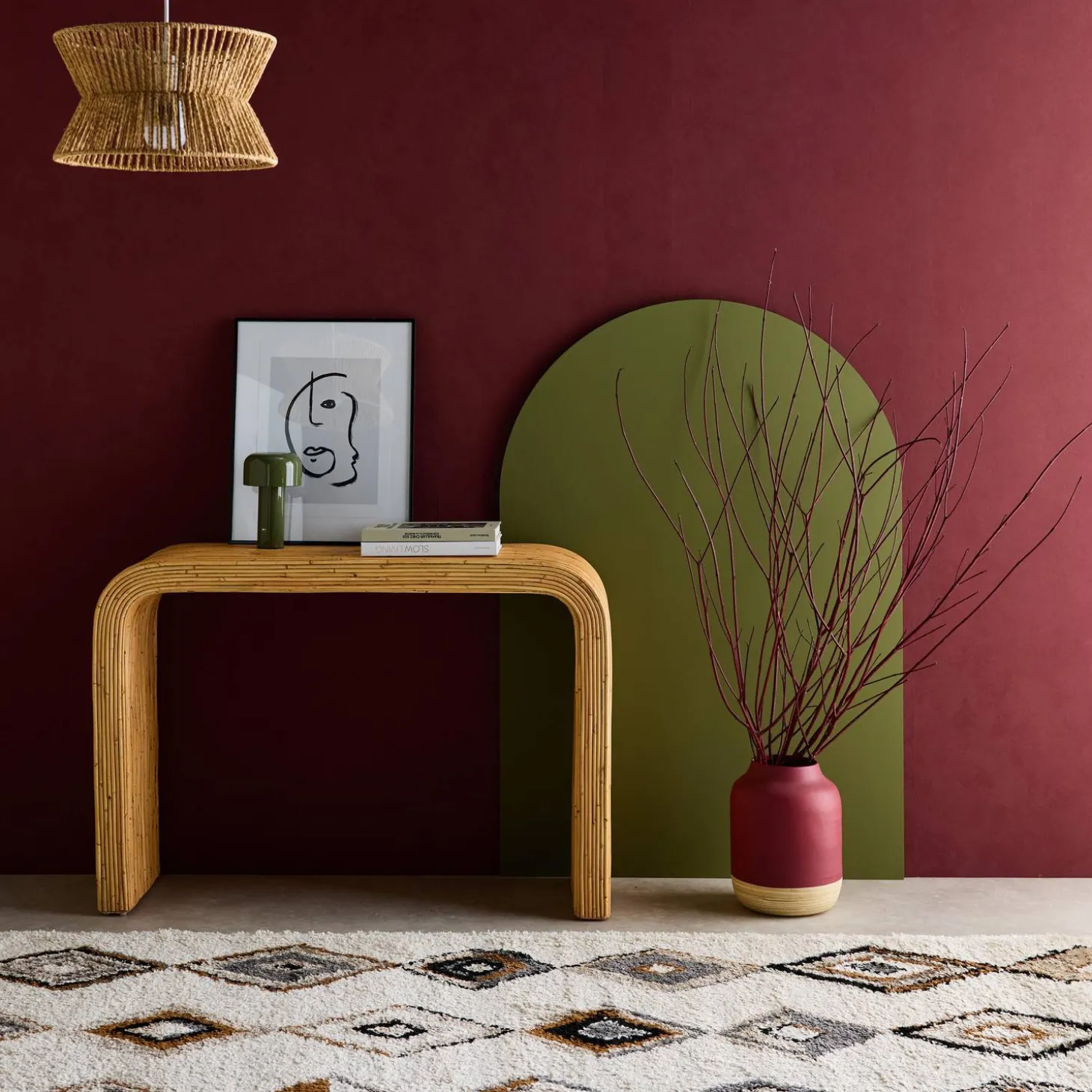 Konsole aus natürlichem Rattan, 110cm