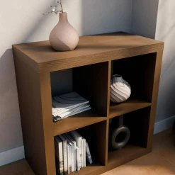 Kubisches Bücherregal Holz-Optik 2 Ebenen 4 Stauräume