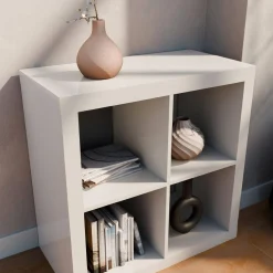 Kubisches Bücherregal Holz-Optik 2 Ebenen 4 Stauräume