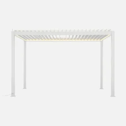 LED Pergola mit motorisiertem Lamellendach Triomphe 3x4m + Markise 3m + Markise 4m