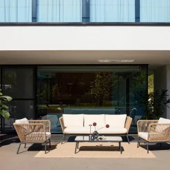 Lounge Gartenmöbelset, Kunststoffbespannung mit Rattanlook, 5 Personen