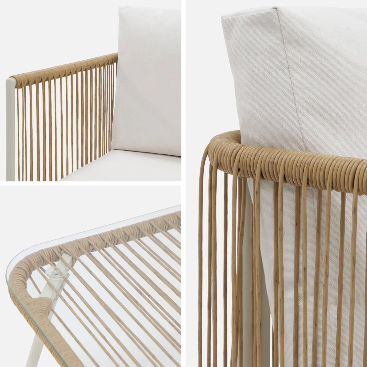 Loungeset aus verzinktem Stahl mit Kunststoffbespannung, 4 Sitzplätze