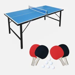 Mini-Tischtennisplatte Indoor, klappbar, mit 4 Schlägern und 6 Bällen