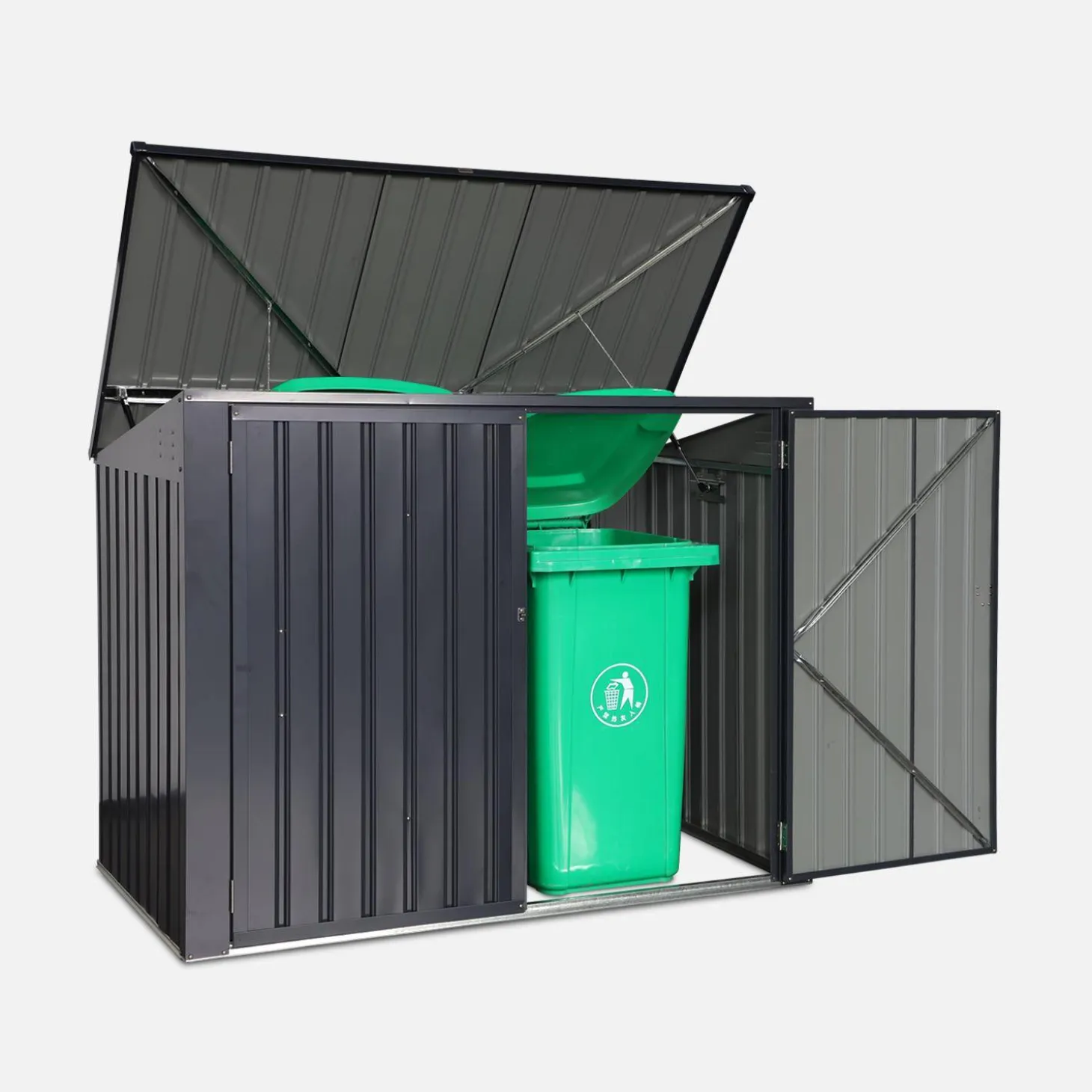 Mülltonnenbox 1,75m² aus verzinktem Stahl