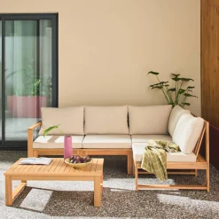 Modulares Gartenmöbel-Set aus Akazienholz für 4 Personen