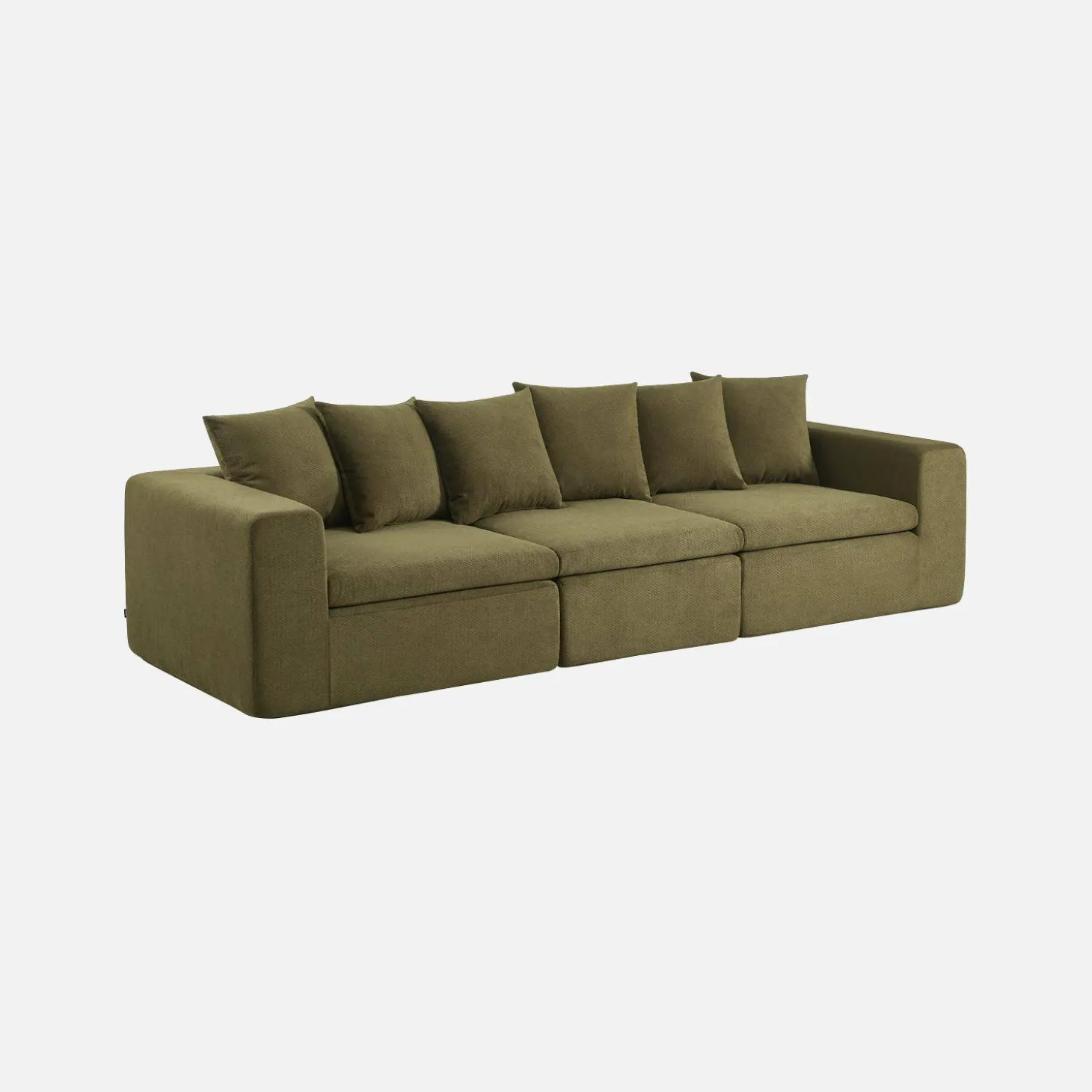 Modulares 3-Sitzer Sofa mit Chenille-Bezug