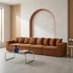 Modulares 4-Sitzer Sofa mit Chenille-Bezug