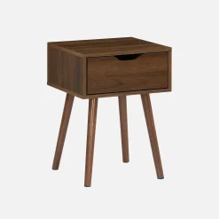 Nachttisch mit nussfarbenem Holzdekor, 1 Schublade