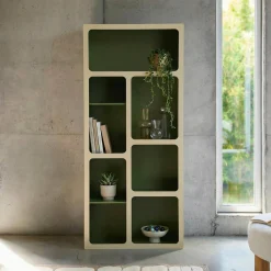 Organisches Bücherregal mit zweifarbigem Holzdekor, 8 Fächer