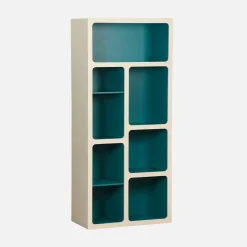 Organisches Bücherregal mit zweifarbigem Holzdekor, 8 Fächer