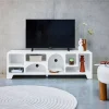 Organisches TV-Möbel mit Holzeffekt weiß 160cm