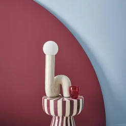 Organische Tischlampe lackierter Keramiksockel H 45cm
