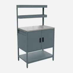 Outdoor-Küche aus Stahl mit 2 hängenden Regalböden und 2 Türen L 80 cm